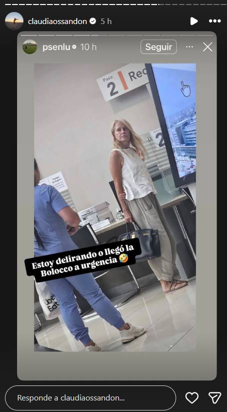Cecilia Bolocco en urgencias de clínica  - Claudia Ossandón | Instagram