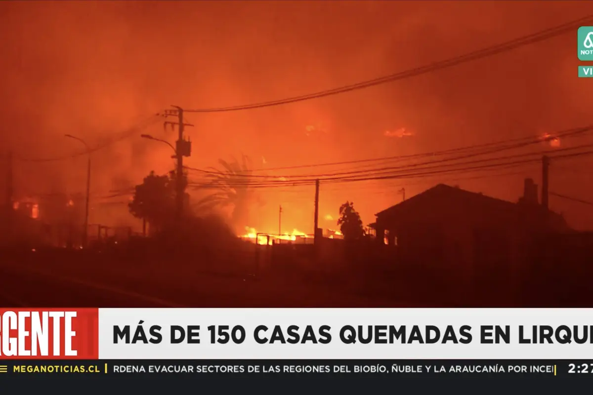 Incendio en el sur de Chile, Captura de pantalla