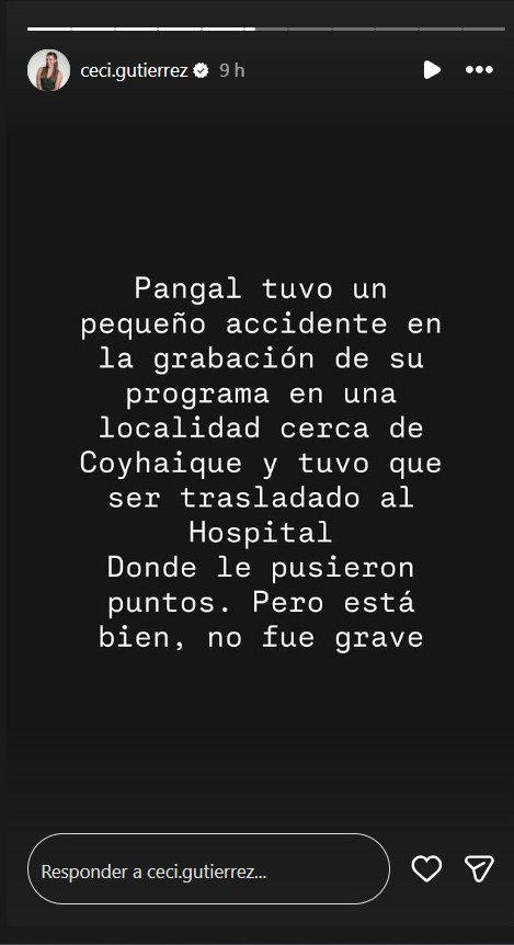 Pangal Andrade sufrió un accidente en plena grabación de ''El Clan'' - Cecilia Gutiérrez | Instagram