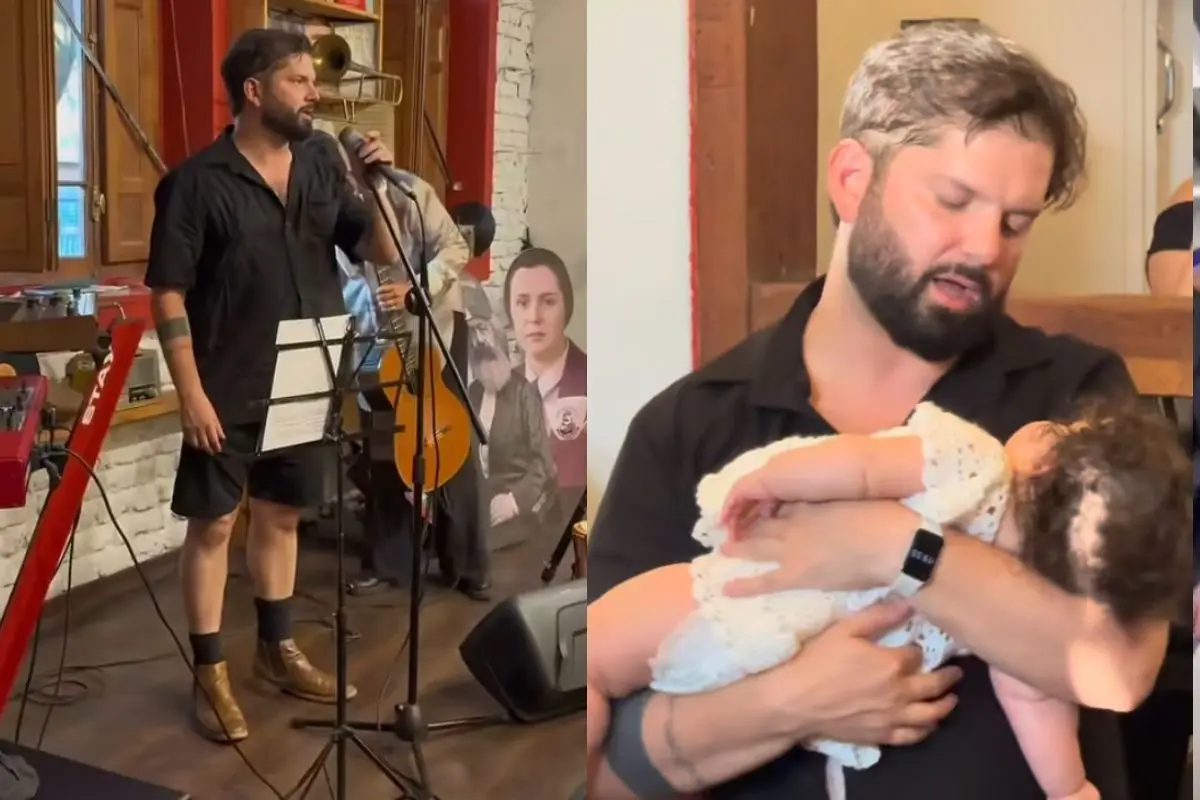 El Presidente Boric junto a su hija Violeta, Captura