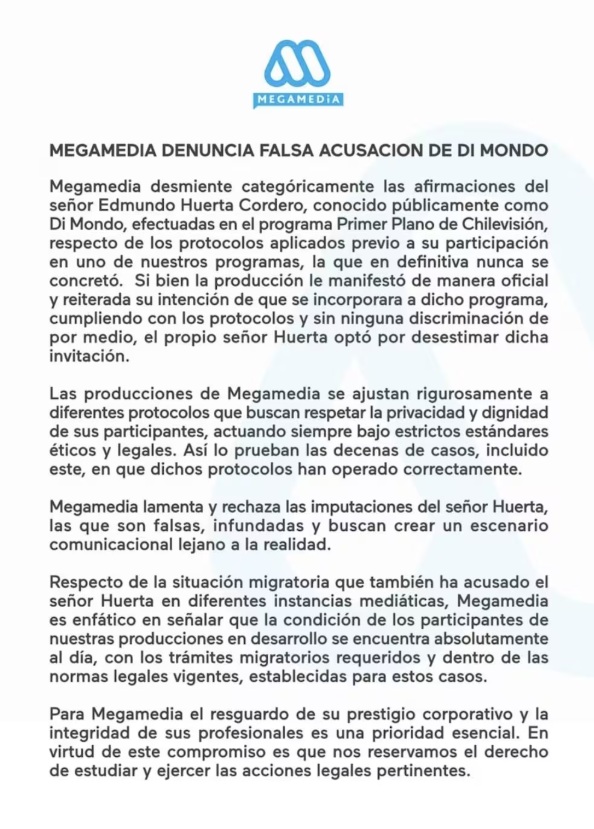 Comunicado Megamedia - Cedida