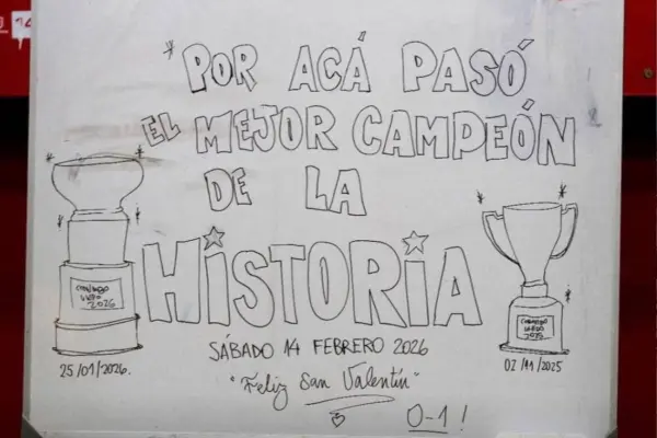 El mensaje que quedó en el camarín visitante de La Portada ,red X