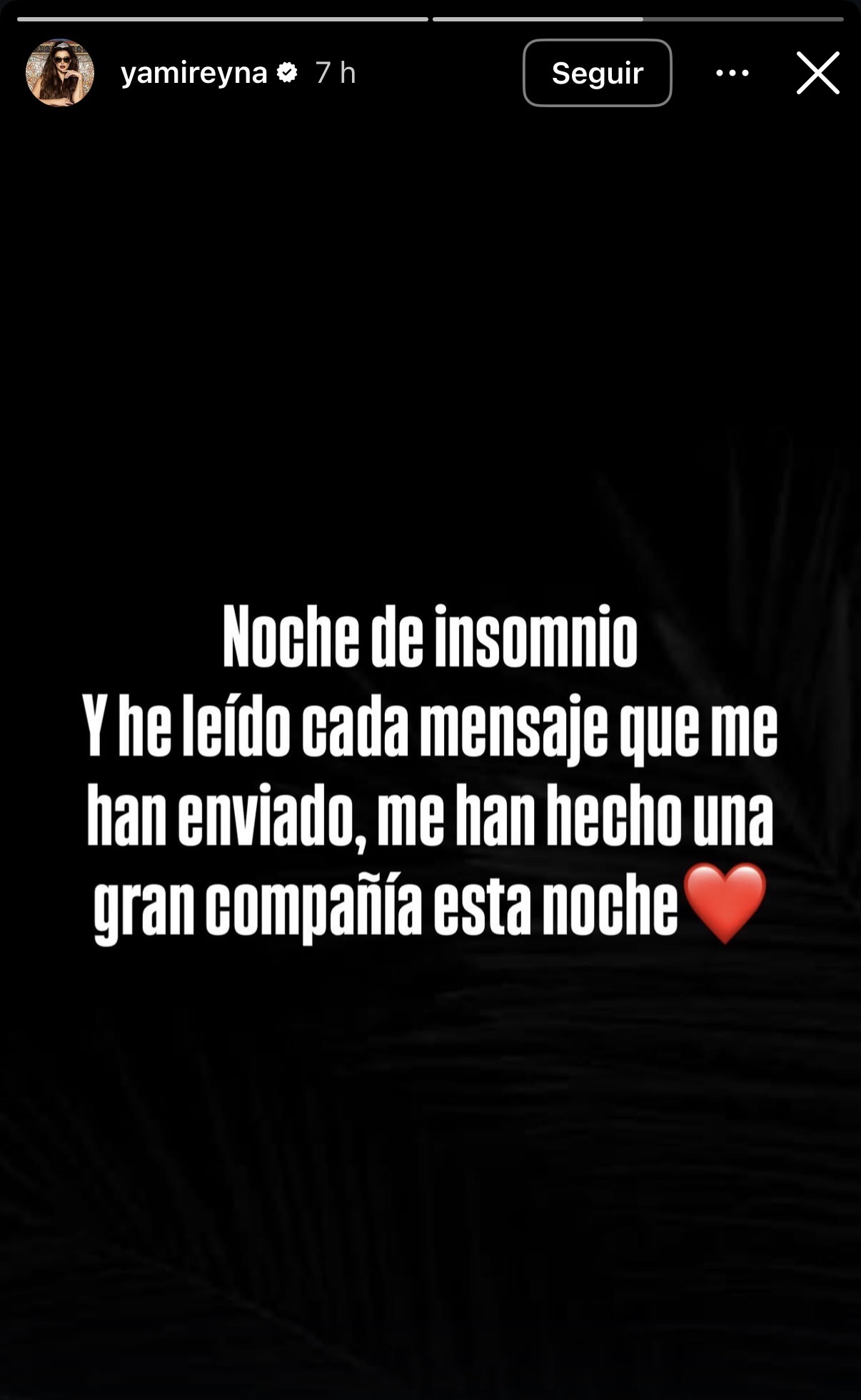 Historia de Yamila Reyna - Instagram