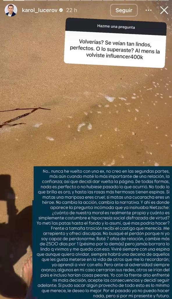 El enigmático mensaje de Karol Lucero  - Karol Lucero | Instagram