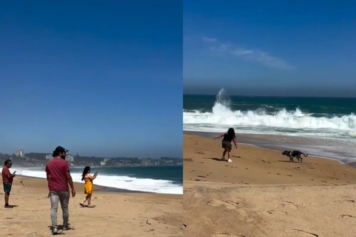 Osados bañistas este martes en Algarrobo, Instagram