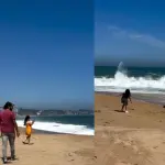 Osados bañistas este martes en Algarrobo, Instagram