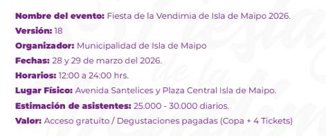 Precios Fiesta de la Vendimia 2026 - Cedida