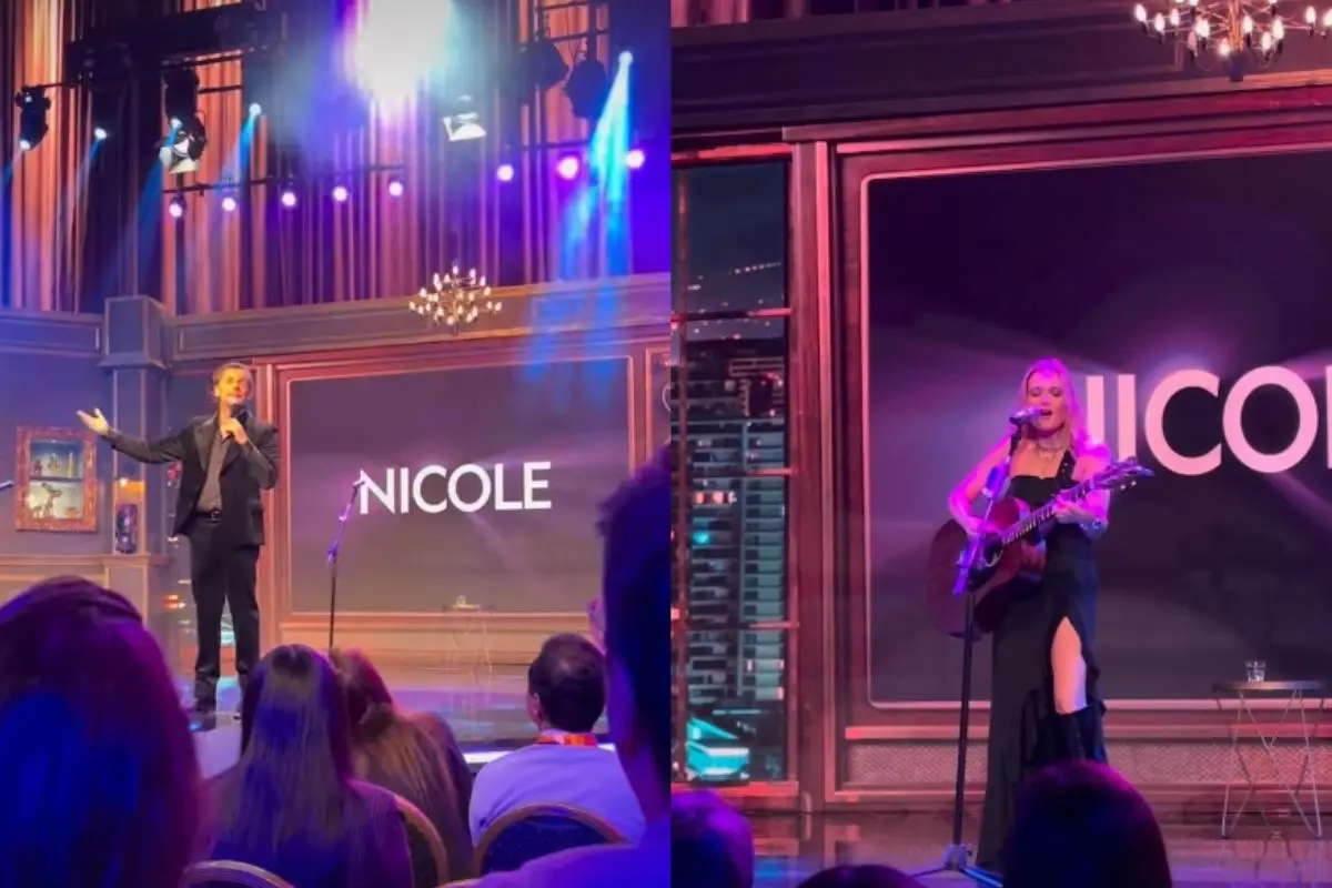 Sergio Lagos y Nicole juntos en un escenario, Captura