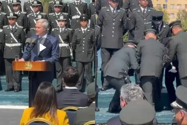 Preocupación por desmayo de funcionarios de Gendarmería en pleno discurso de Kast  ,Captura