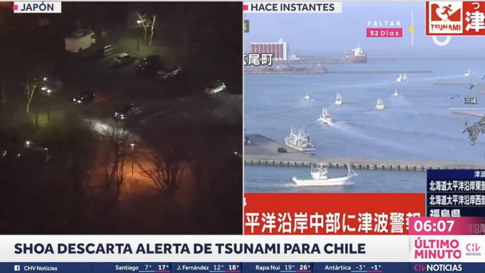 URGENTE | Feroz terremoto 7,6° en Japón: esto dijo el SHOA sobre opción de tsunami en Chile