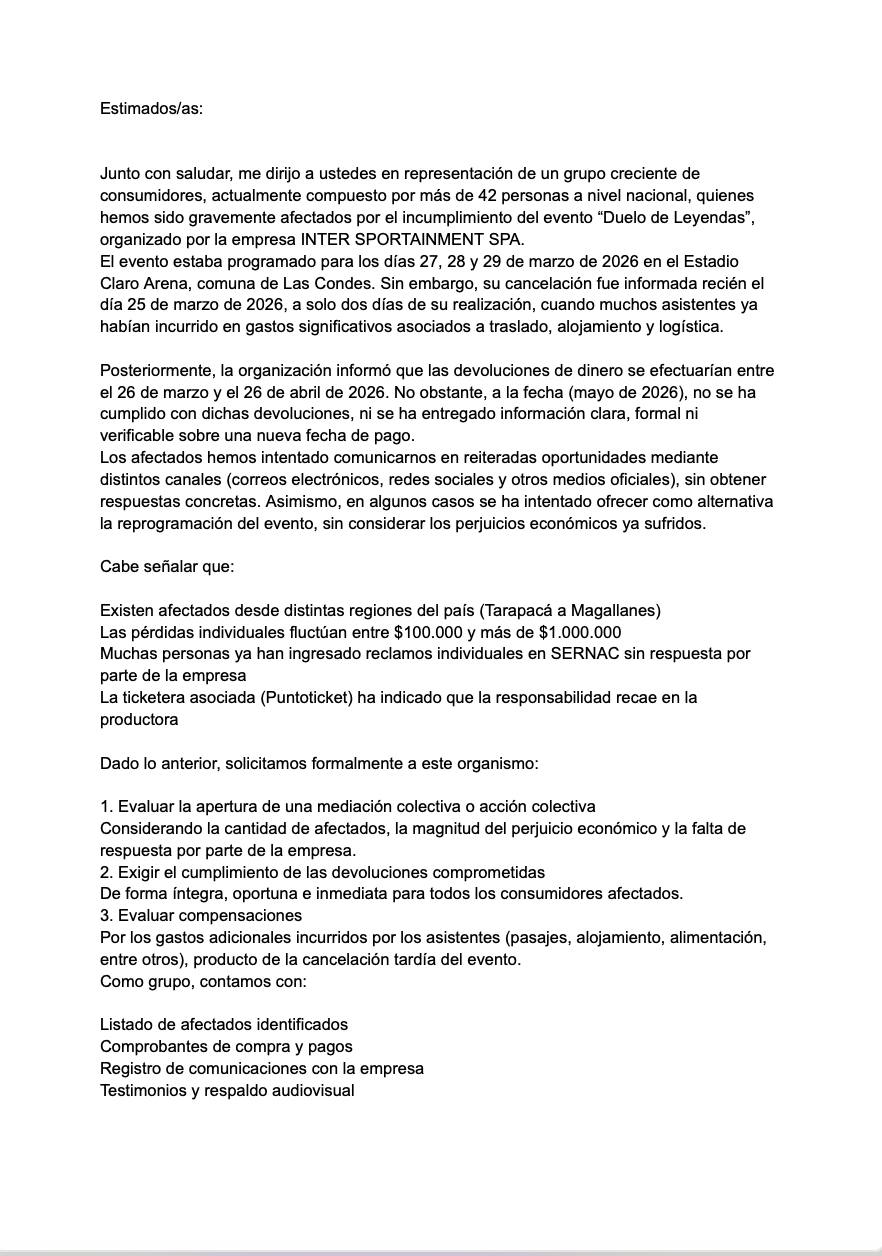 Solicitud de mediación denuncia pública Duelo de Leyendas 1 - Cedida