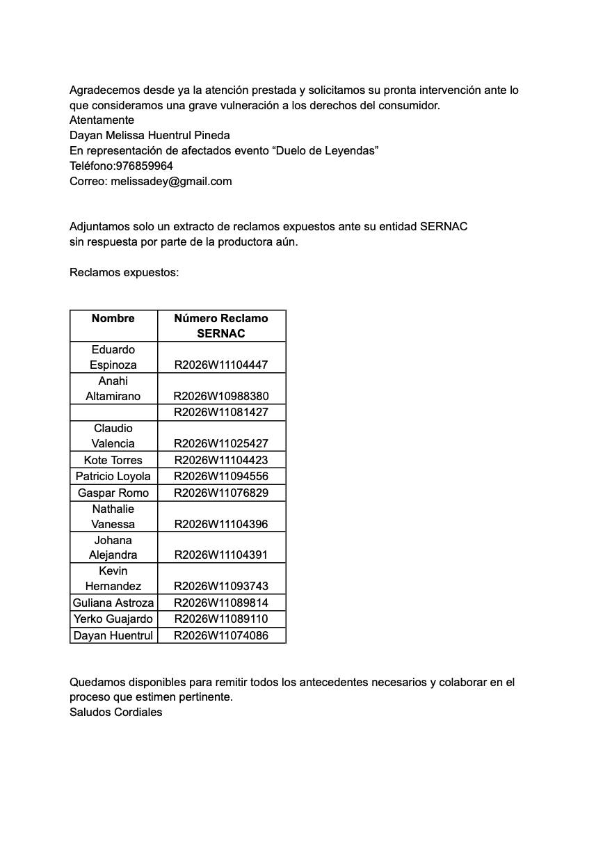 Solicitud de mediación denuncia pública Duelo de Leyendas 2 - Cedida
