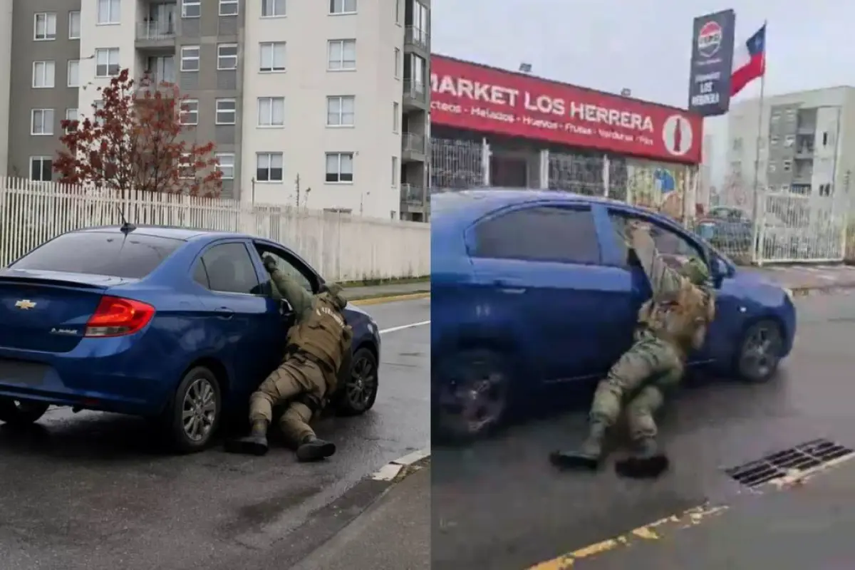 Carabinero arrastrado por vehículo en Chiguayante, Captura | Bío Bío Chile