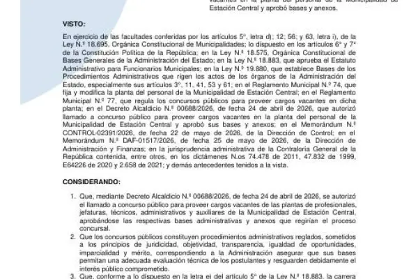 DECRETO ALCALDICIO ESTACIÓN CENTRAL ,ESTACIÓN CENTRAL