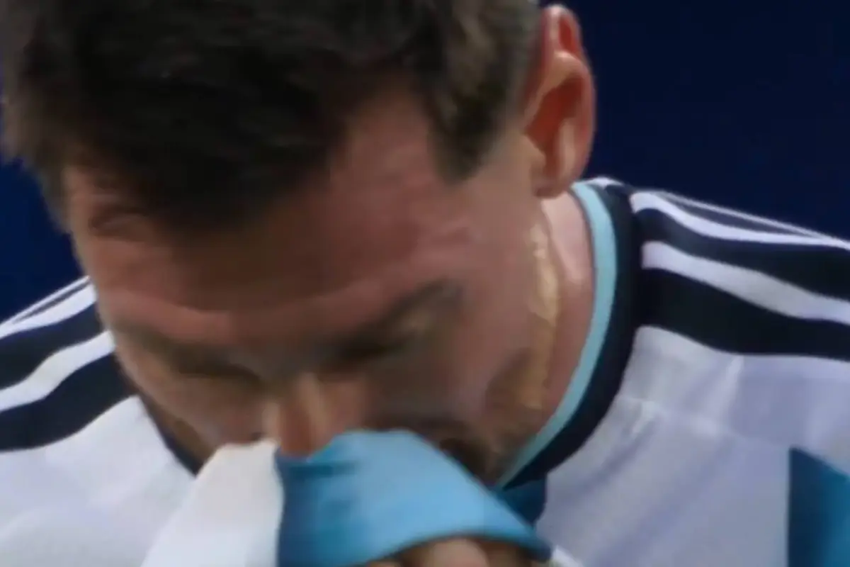 Leo Messi llorando tras su primer gol, Captura ESPN