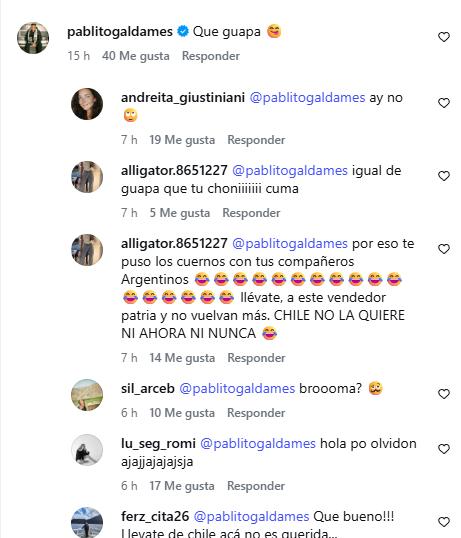 El coqueto comentario de Pablo Galdames a Cata Vallejos - Captura de Instagram | Cata Vallejos