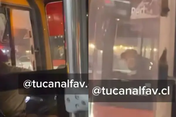Brutal pelea entre choferes de buses RED ,Captura de Instagram (@tucanalfav)