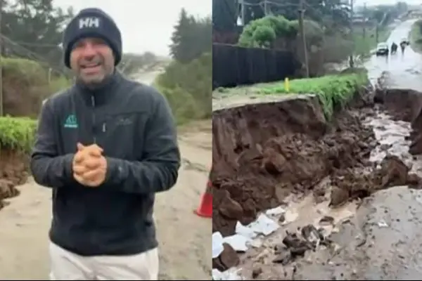El tenso momento que vivió Karim Butte en plena cobertura del temporal ,Captura | Mucho Gusto