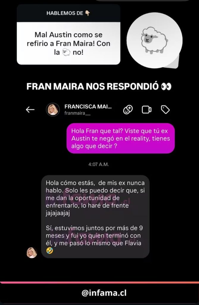 Fran Maira responde a ninguneo de Austin Palao - Infama