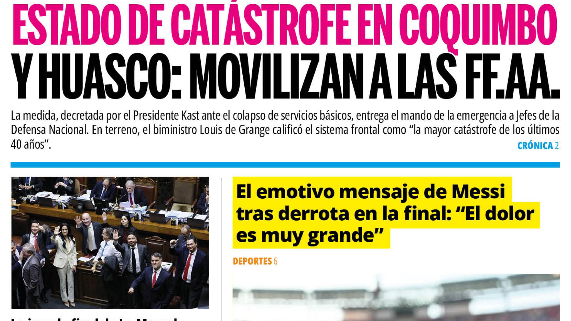 Presidente Kast entrega mando a Defensa Nacional ante catástrofe climática y alerta sanitaria