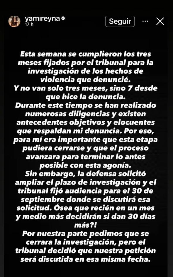Fuerte descargo de Yamila Reyna en redes sociales - Yamila Reyna | Instagram
