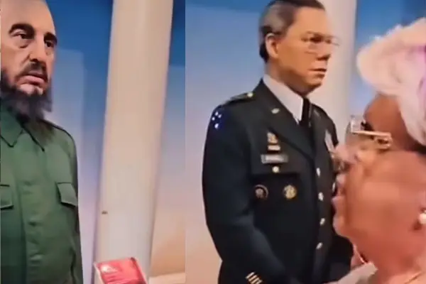 Patricia Maldonado insultando a una estatua ,Captura