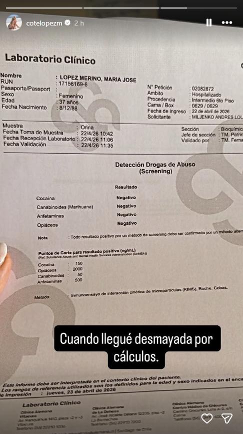 Coté López comparte resultados de examen de drogas - Coté López | Instagram