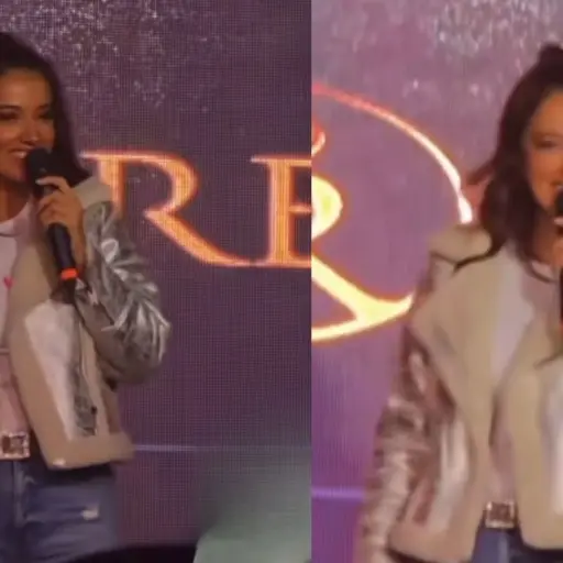 Yamila Reyna durante uno de sus show en vivo ,Captura
