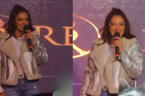 Yamila Reyna durante uno de sus show en vivo ,Captura