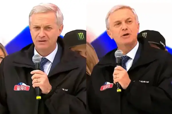 Kast recibió pifias en inicio del Mundial de Rally en Concepción ,Captura de redes sociales