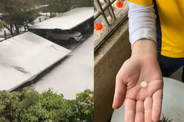 Granizos botaron un techo en estacionamiento de Providencia ,Captura