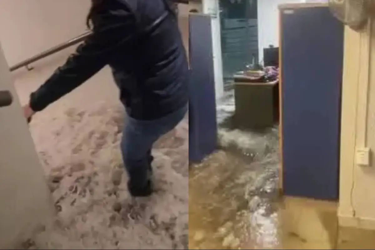 Registran inundación en Municipalidad de Providencia ,Captura de redes sociales