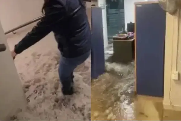 Registran inundación en Municipalidad de Providencia ,Captura de redes sociales