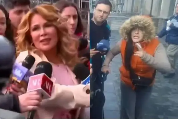 Le gritan de todo a Cathy Barriga en su salida del Centro de Justicia ,Captura de redes sociales