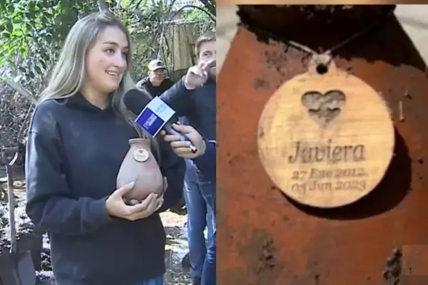 Ánfora apareció en medio del barro en Las Condes ,Captura