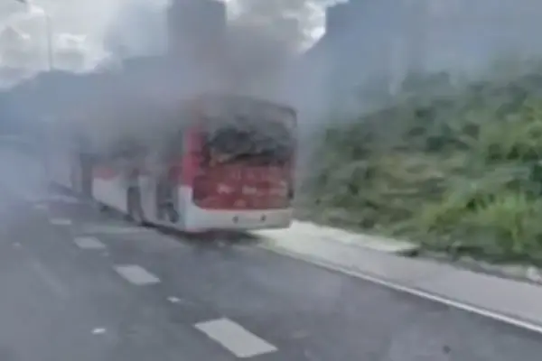 Bus terminó envuelto en llamas ,Captura