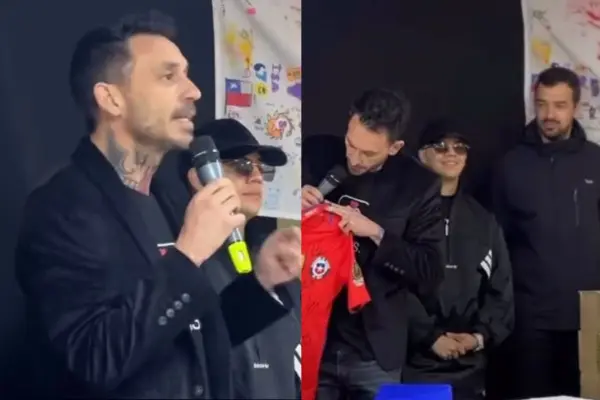 Mauricio Pinilla en actividad benéfica con el alcalde de Maipú ,Captura